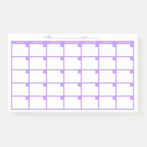 Undated Sticky Note Calendar _ Purple