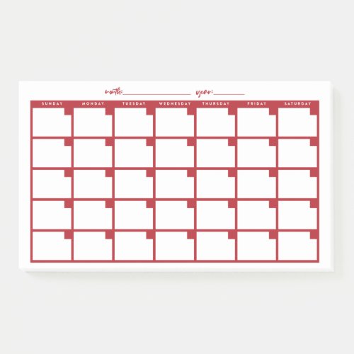 Undated Sticky Note Calendar _ Red