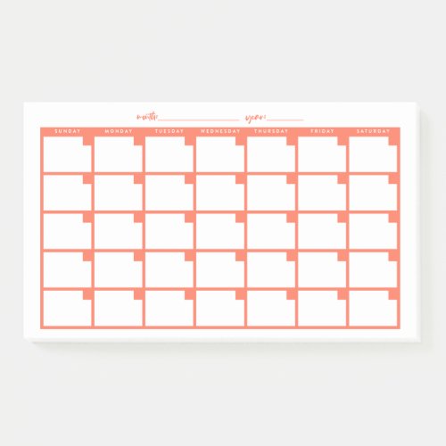 Undated Sticky Note Calendar _ Salmon