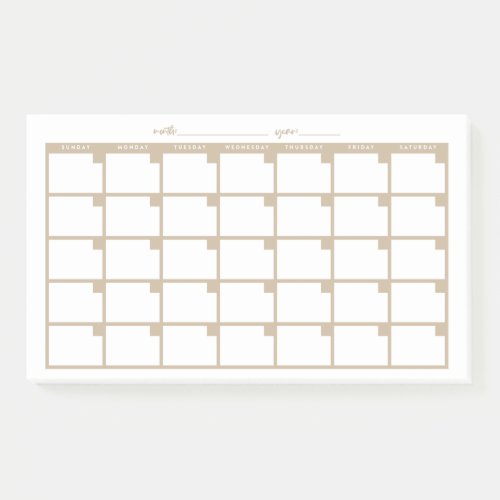Undated Sticky Note Calendar _ Tan