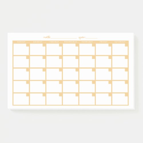 Undated Sticky Note Calendar _ Yellow