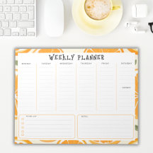Undated Vertical Weekly Planner, Orange Border
