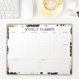 Undated Weekly Planner, Black and Gold Accents  Notepad