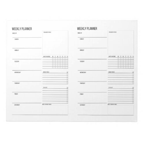 Undated Weekly Planner Notepad