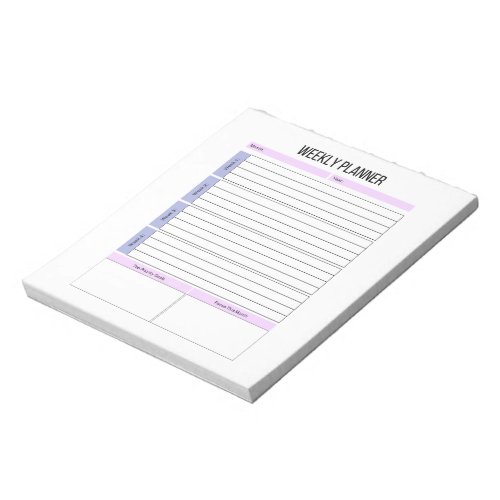 Undated Weekly To Do List Notepad