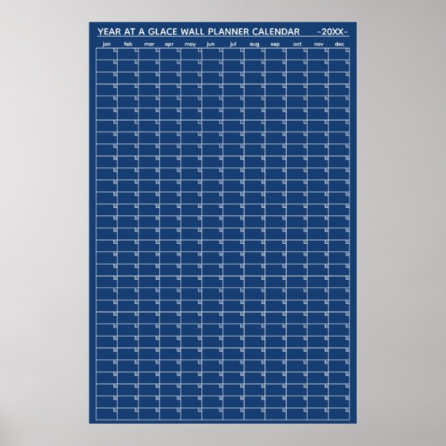 Undated Year At A Glance Wall Planner Calendar Poster (Front)