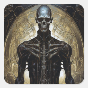 Undead Cyborg Sci-Fi Horror Art Square Sticker