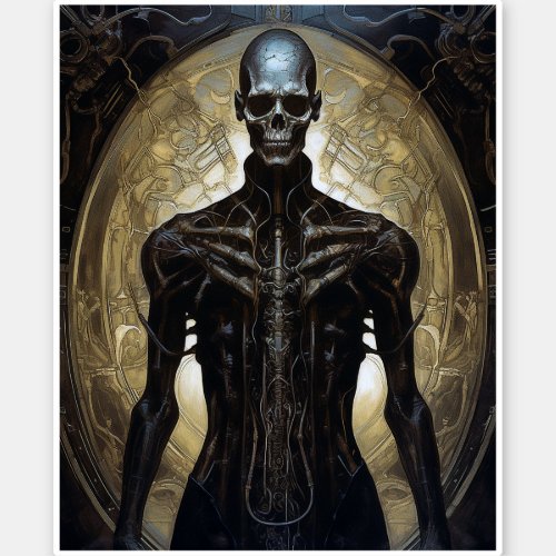 Undead Cyborg Sci_Fi Horror Art Sticker