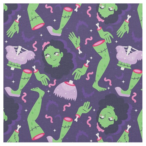 undead halloween zombie girl worms bats creepy fabric