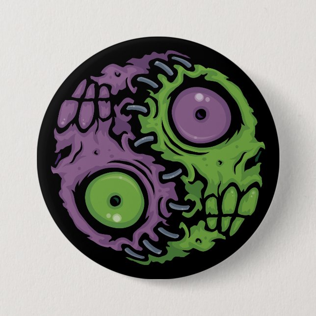 Undead Harmony: Zombie Yin Yang Symbol Button (Front)