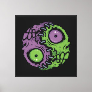 Undead Harmony: Zombie Yin Yang Symbol Canvas Print
