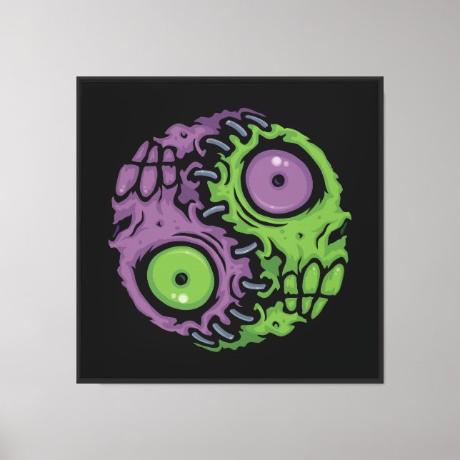 Undead Harmony: Zombie Yin Yang Symbol Canvas Print (Front)