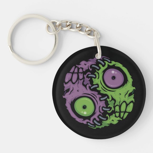 Undead Harmony: Zombie Yin Yang Symbol Keychain (Front)