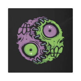 Undead Harmony: Zombie Yin Yang Symbol Metal Print