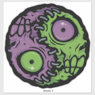 Undead Harmony: Zombie Yin Yang Symbol Sticker