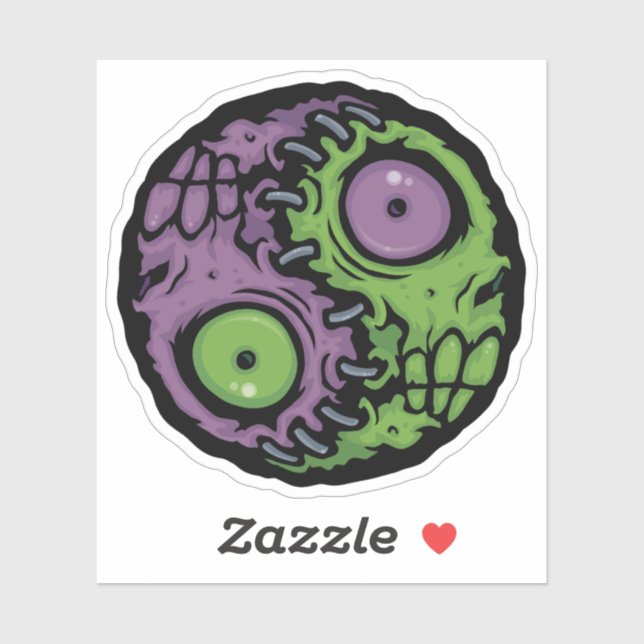 Undead Harmony: Zombie Yin Yang Symbol Sticker (Sheet)
