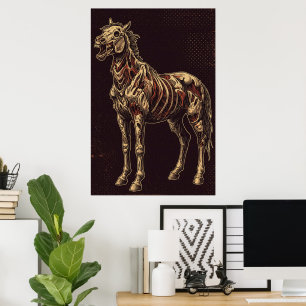 Undead Horse on Dark Gothic Backdrop Poster