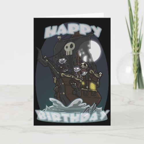 Undead Pirate Ship Birthday Card