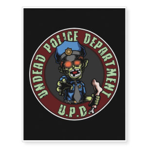 Undead Police Department Scary Zombie Halloween Temporary Tattoos