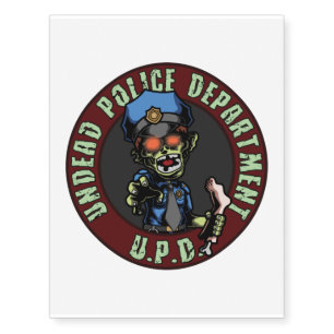Undead Police Department Scary Zombie Halloween Temporary Tattoos