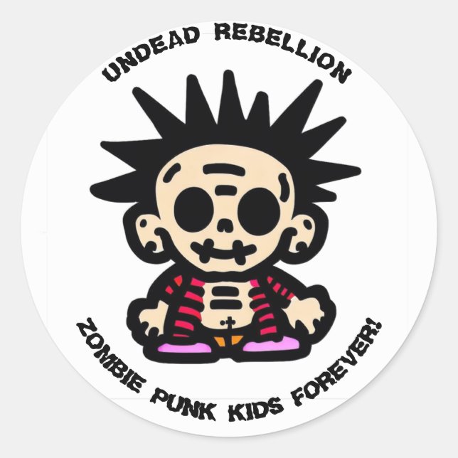 'UNDEAD REBELLION'  CLASSIC ROUND STICKER (Front)
