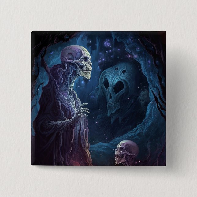 Undead Skeleton Creatures Horror Art Button (Front)