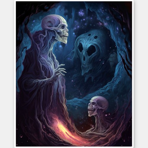 Undead Skeleton Creatures Horror Art Sticker