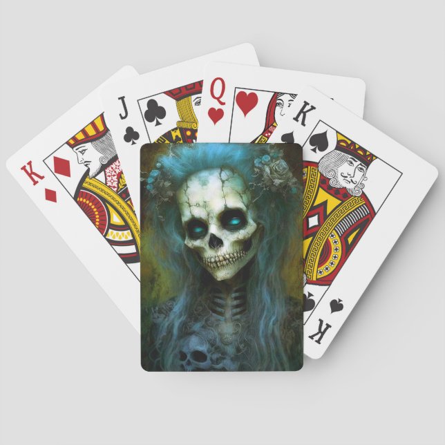 Undead Woman Skeleton Horror Poker Cards (Back)
