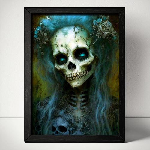 Undead Woman Skeleton Horror Poster