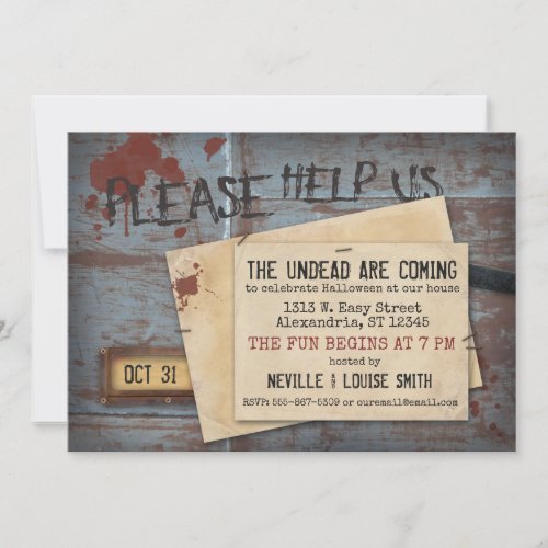 Undead Zombie Halloween  Creepy Invitation