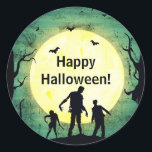 Undead Zombies Zombie Halloween Party Classic Round Sticker<br><div class="desc">customize for your event. The Party Text is removable or can be re-positioned.
Designed by Freepik</div>
