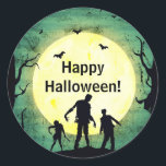 Undead Zombies Zombie Halloween Party Classic Round Sticker<br><div class="desc">customize for your event. The Party Text is removable or can be re-positioned.
Designed by Freepik</div>