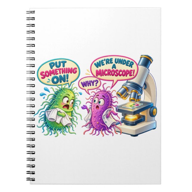 Under a Microscope – Funny Microbiology Bacteria H Notebook (Front)