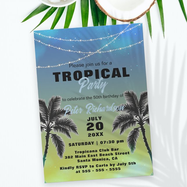 Under a Summer Sky Tropical Birthday Party Invitation (Creator Uploaded)