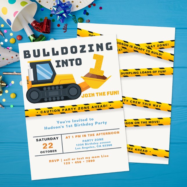 Under Construction 1st Birthday Invitation (1st Birthday Invitation)