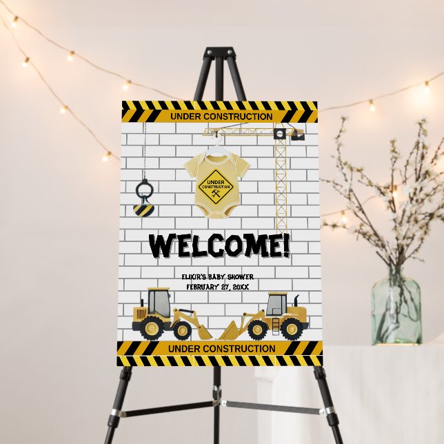Under Construction Baby Clothes Baby Shower Foam Board (In Situ (Stand))