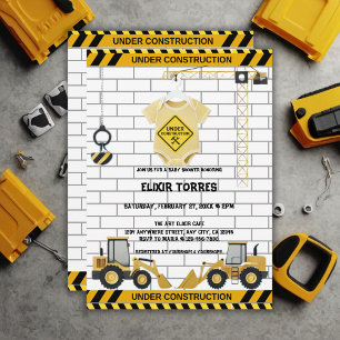 Under Construction Baby Clothes Baby Shower Invitation