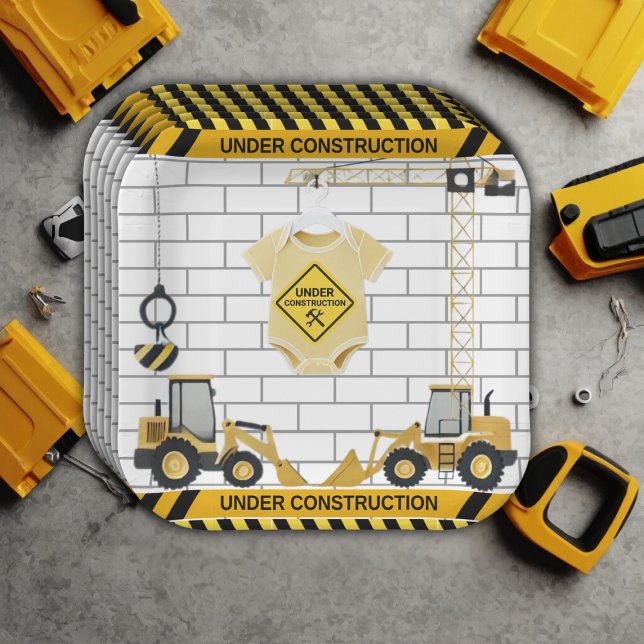 Under Construction Baby Clothes Baby Shower Paper Plates (Creator Uploaded)