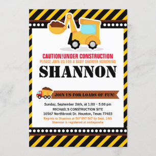 UNDER CONSTRUCTION Baby Shower Invitation