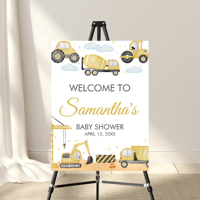 Under Construction Baby Shower Welcome Sign (Caution Baby Under Construction Baby Shower Welcome Sign)