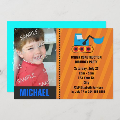 Under Construction Birthday Invitation