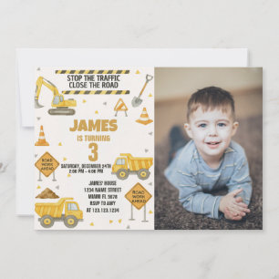 Under Construction Birthday Invite with photo