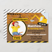 Under Construction Birthday Party Invitation (Front/Back)