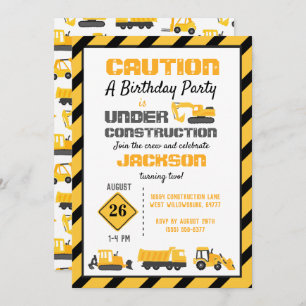 Under Construction Birthday Party Invitation