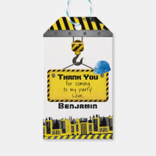 Under Construction Birthday Party Thank You Gift Tags