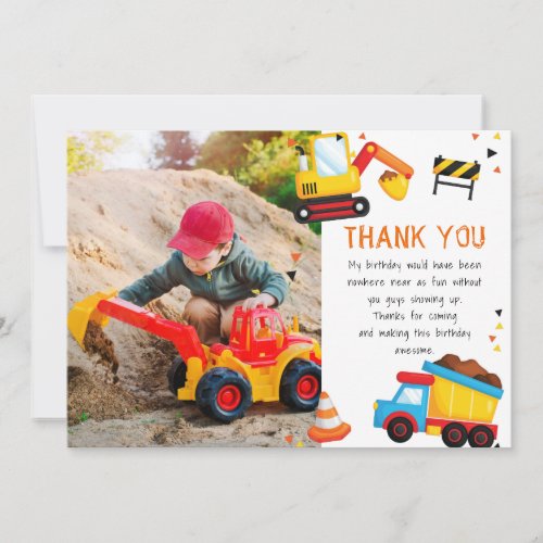 Under Construction Birthday Thank You Card