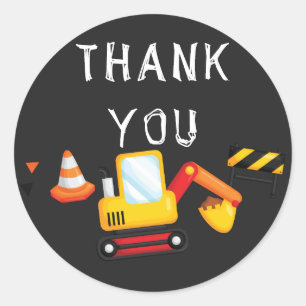 Under Construction Birthday Thank you Chalkboard Classic Round Sticker