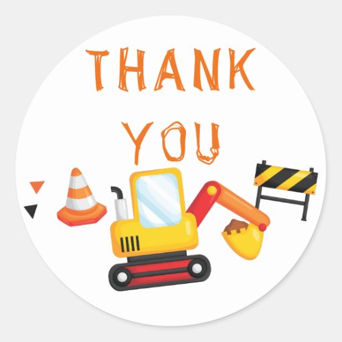 Under Construction Birthday Thank you Classic Round Sticker