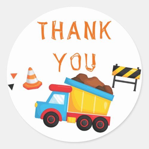 Under Construction Birthday Thank you Classic Round Sticker