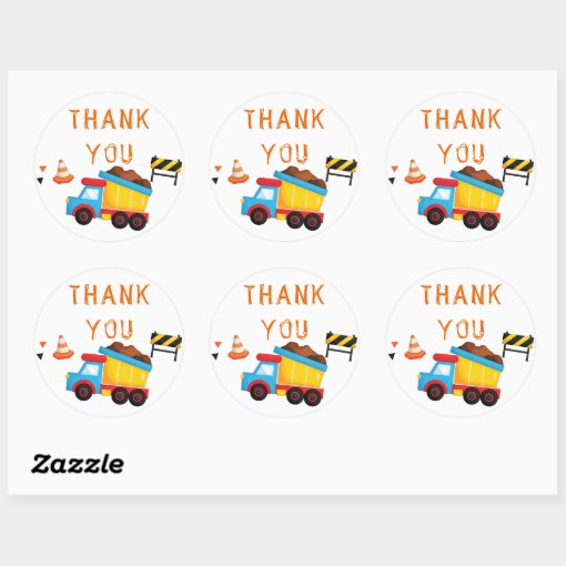 Under Construction Birthday Thank you Classic Round Sticker | Zazzle